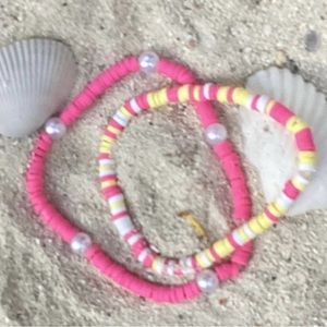Pink and Yellow Stretchy Bracelet Set